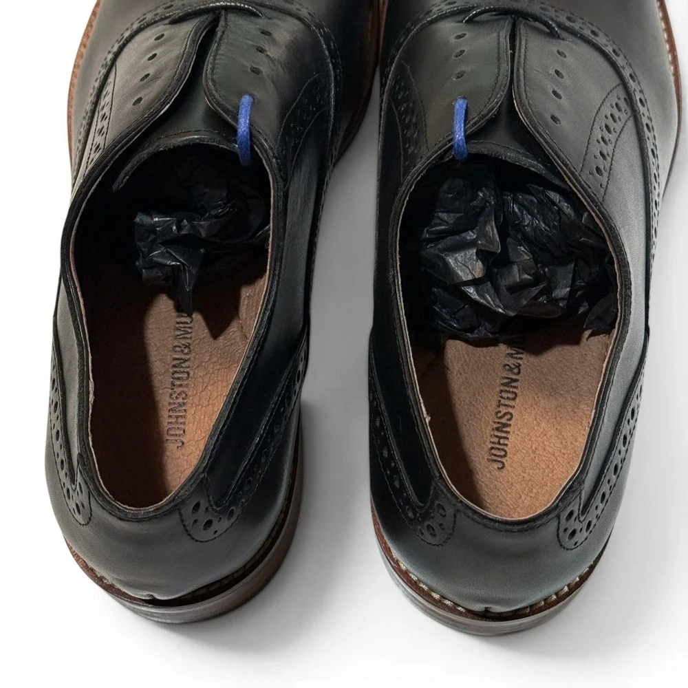 Johnston & Murphy Conard Captoe Black Calfskin Brogue Oxfords Mens 9 M New